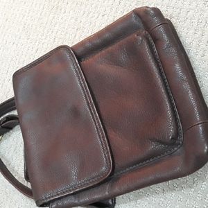Fossil dark brown leather messenger. Mint condition